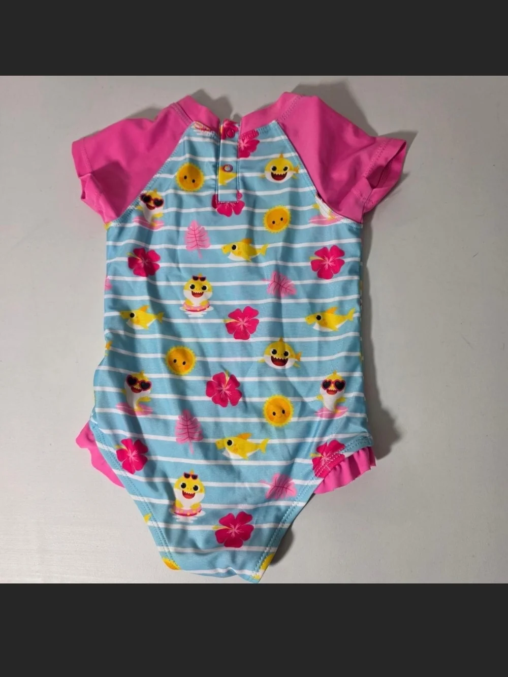 Nickelodeon Pink and Light Blue Baby Shark One-Piece Swimsuit